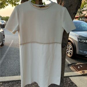 Zara Ivory Short Sleeve Mini Dress